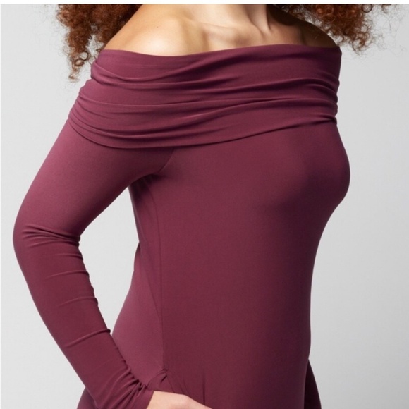 NWT Soma Matte Jersey Dress Midi Bra Dress Shelf Bra Off Shoulder Pockets Large - Picture 8 of 12